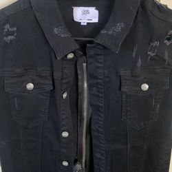  Asos Sleeveless Black Denim Jacket Size Medium New 