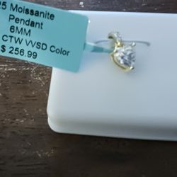 Gold Over Silver Heart Shaped Moissanite  Pendant