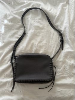 All Saints Dark Brown Textured Leather Crossbody Bag with Tassels