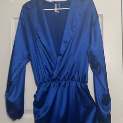 Satin Royal Blue Dress Size S 