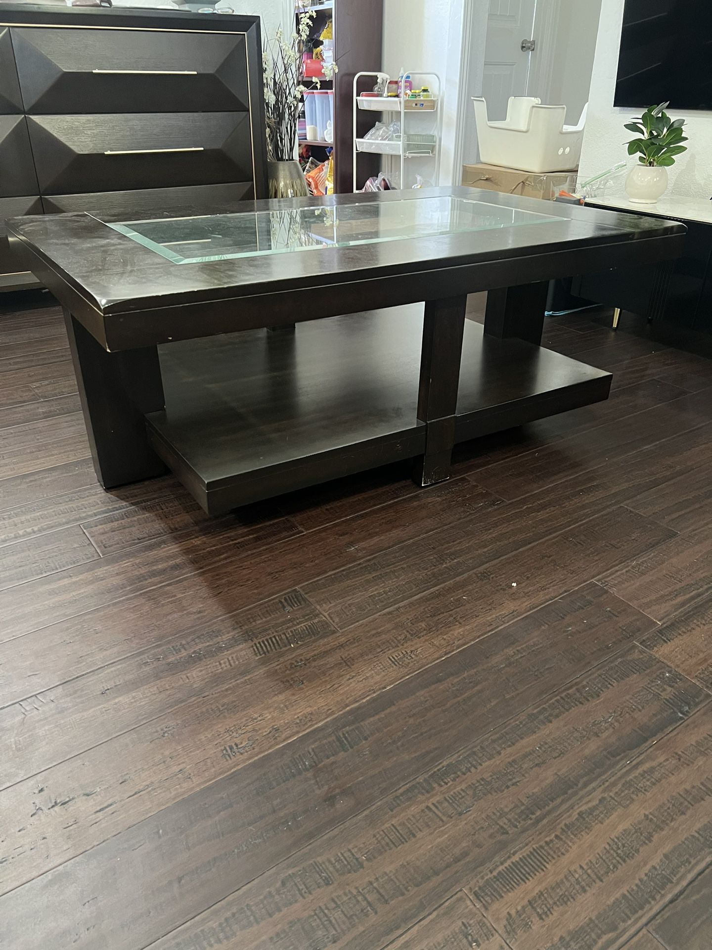 Coffee table with wheels, 48X30 size brown color