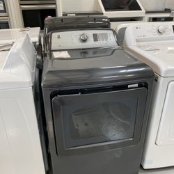 GE Black Stainless Steel 7.4 Cu. Ft. Aluminized Alloy Drum Gas Dryer With HE Sensor Dry