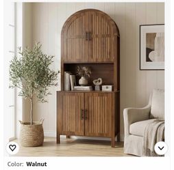 Walnut Arched Cabinet with Open Shelf
