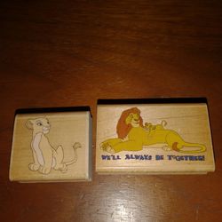 2 Disney Lion King rubber stampers "young Nala"  & mufasa & Simba "we'll always be together" 