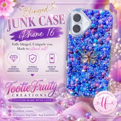 ✨ Custom Blinged iPhone 16 Junk Case – Handmade Butterfly Design