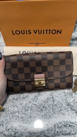 Louis Vuitton Brown Damier Ebene Croisette Chain Wallet