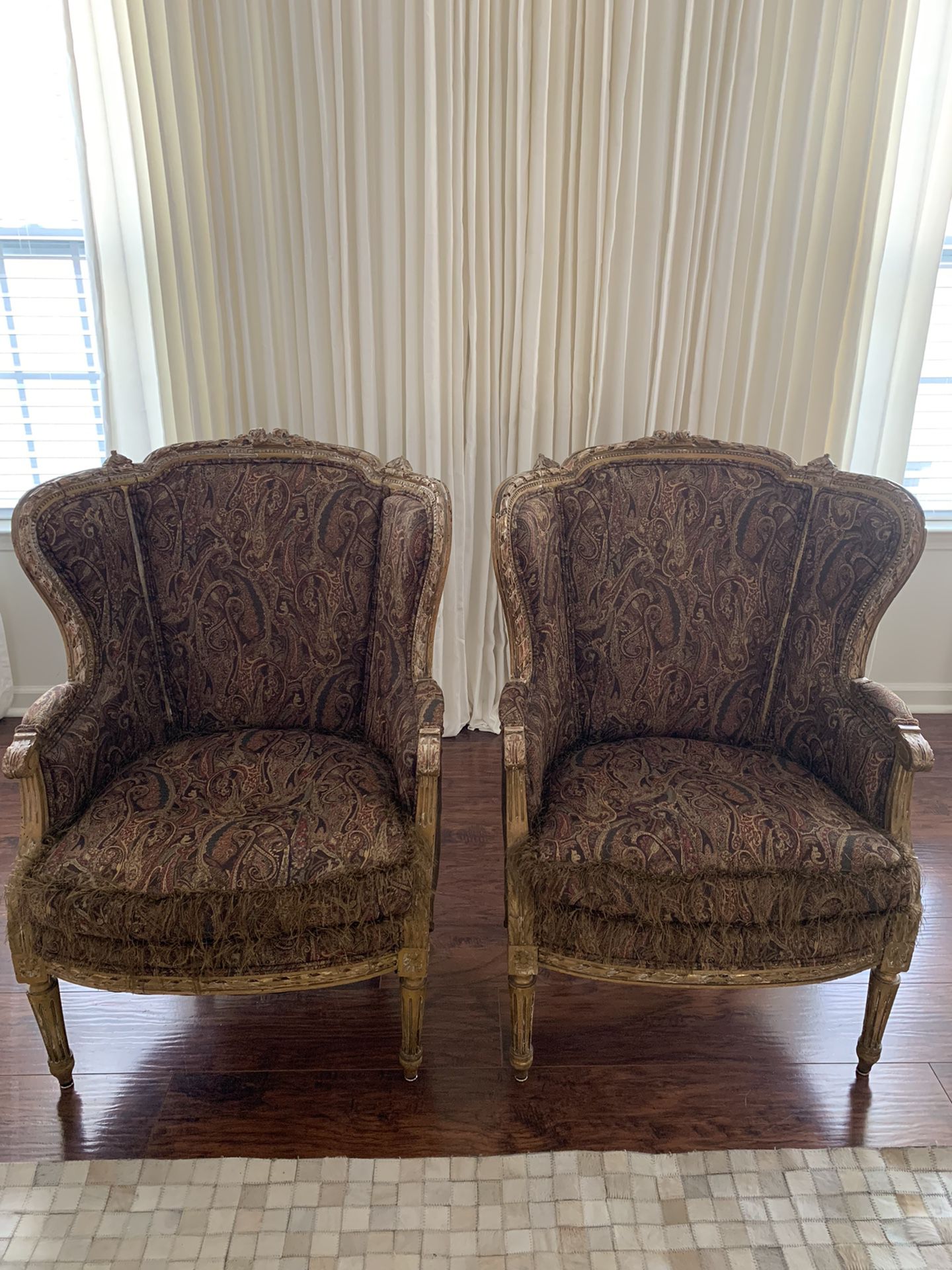 Antique Pair Of French Bergere Chairs