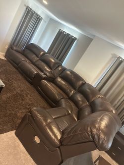 6-Piece Power Leather Reclining Modular Sectional with Console