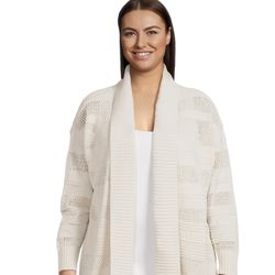 Women's Plus Size ivory Chenille Shawl Cardigan Sweater, Midweight size 3XL. AJ