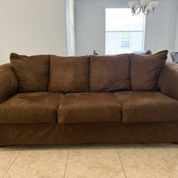 Clean & Plush Chocolate Brown Microfiber Sofa - 3 Seater