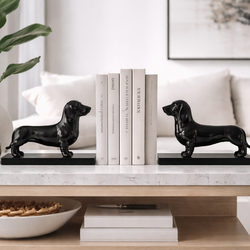 Ceramic Dachshund Dog Bookends Decorative, Wiener Dog Book Ends, Pair