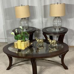 3 Piece Glass Top Coffee Tables 