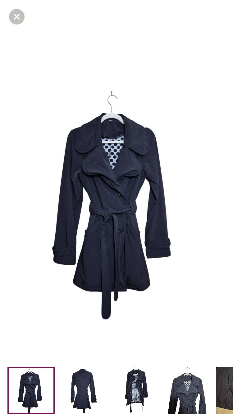 Lululemon Womens Trench Coat Long Sleeve Black Polka Dot Travel No Size Tag