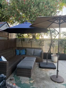 Outdoor Wicker Sectional Sofa Set with Ottoman