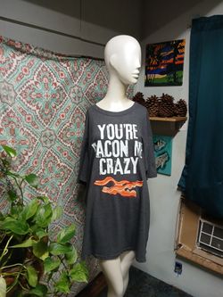 Extreme Concepts Men's Grey "You're Bacon Me Crazy" Graphic Tee, Size XXL
