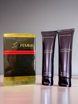 New sealed in box Le Femme Parfum Perfume  Elizabeth Arden Lotion Bundle