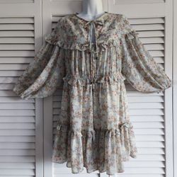 Bishop+Young Woman 3/4 Sleeve w/Frills & Rules Floral Polyester Dress, Size XS, Pre-owned 