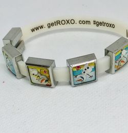 ROXO bracelet with five Disney Characters Charms and white bracelet
