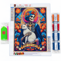 Cat Lady Skeleton DIY Diamond Painting Kit 30 x 40 cm - CH2496