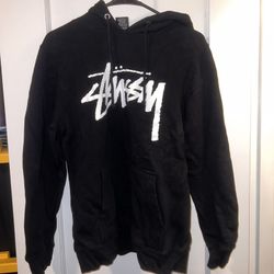 Small Black And White Stussy Hoodie 