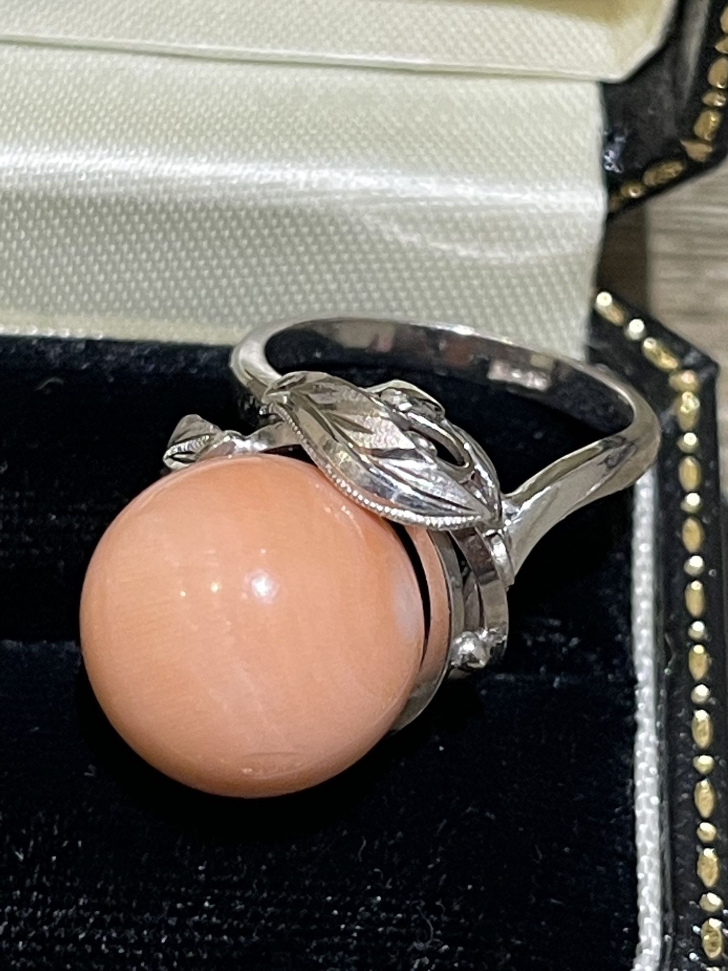 14K ANGEL SKIN CORAL RING