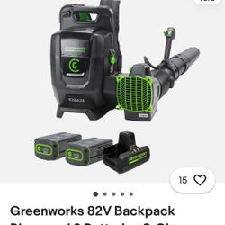 Greenworks Dual Battery Backpack Blower. (Batteries & Charger Included)