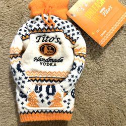 TITO'S VODKA FOR DOG PEOPLE HANDMADE HOLIDAY CHRISTMAS BOTTLE SWEATER - 
