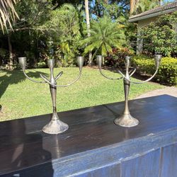 Pair - Mid Century Sterling 925 Silver Candlesticks 