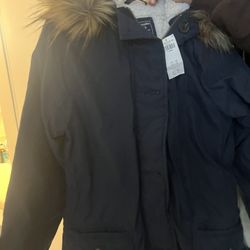 Old Hollister Abercrombie And Fitch Puffer Bomber Long Jacket 