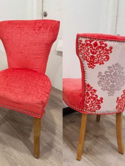 1 Coral Velvet Accent Chair 