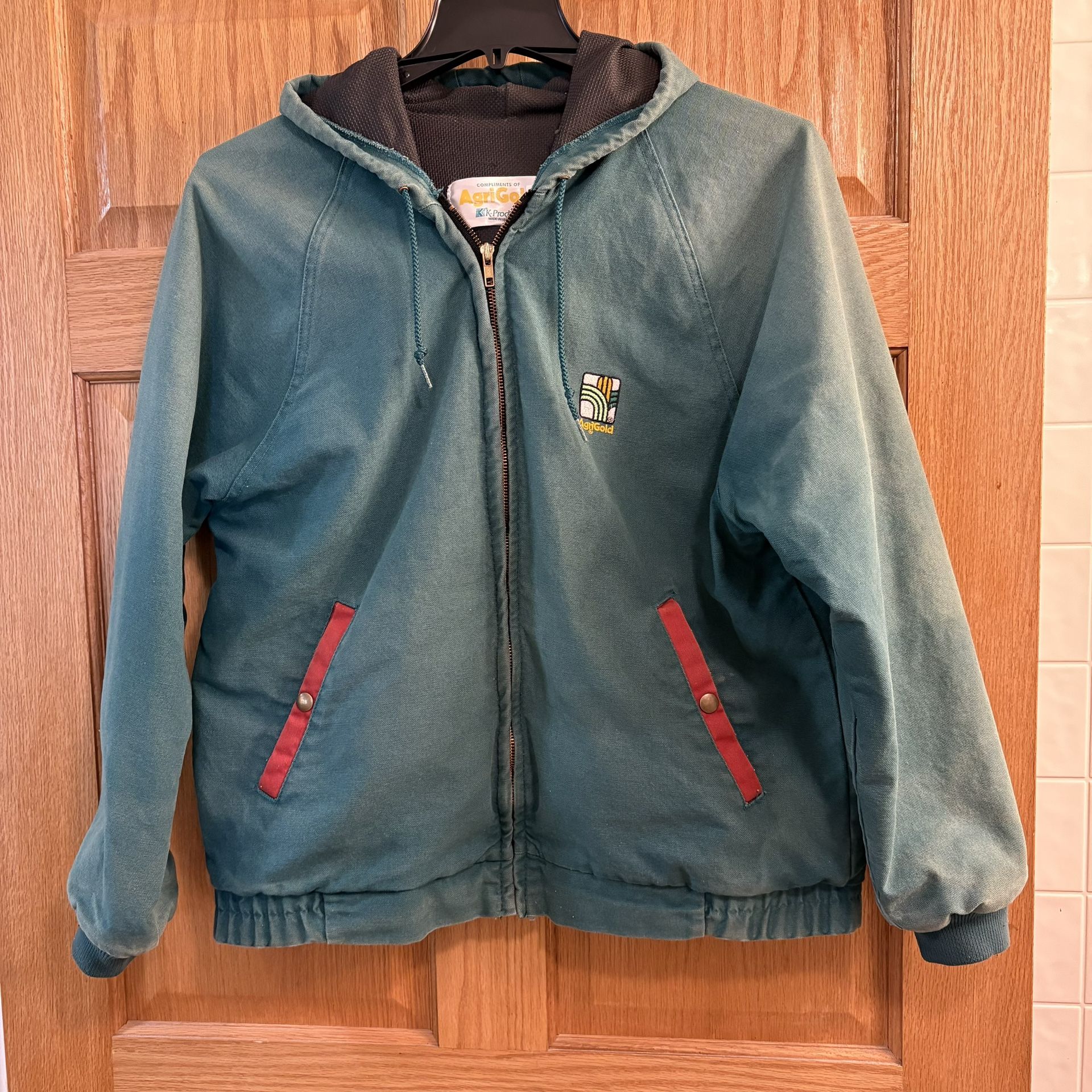 VTG AgriGold Green Canvas Jacket Workwear Men’s Large Agricultural Farm Work USA