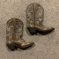 Rockin Country Studded Brown Leather Pointy Toe Cowboy Western Boots sz 8.5, Lk NEW