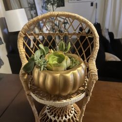 Small Wicker Chair Planter Only