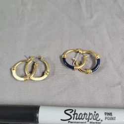 2 Pair Of 10k Gold Plated Earings 