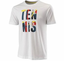 Wilson Men's Stacked Tennis Tech T-Shirt - White - Size Small