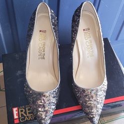 E!Live From The Red Carpet Sequin Embellishment Heels Stilettos 8M