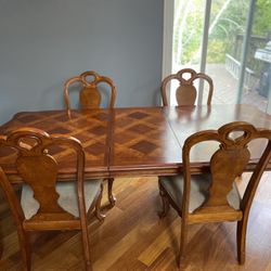 Solid Wood Dining Set Table, Buffet, Hutch 