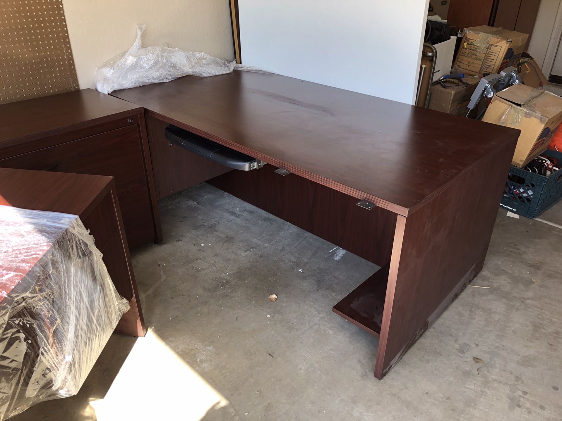 Office furniture. Desk/credenza and 2 drawer lateral file