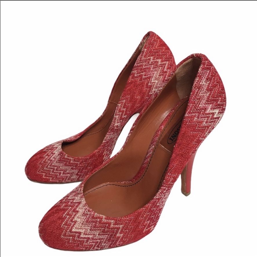 PENDING Missoni Red Zig Zag Heels 38