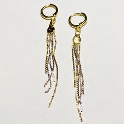 ✨ Gold Silver Metal Chain Link Hoop Huggie Tassel