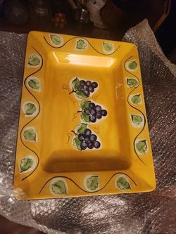 Large Hand-Crafted Tuscan-Style Large Ceramic Serving Platter