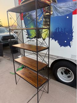 Wood and metal bookcase