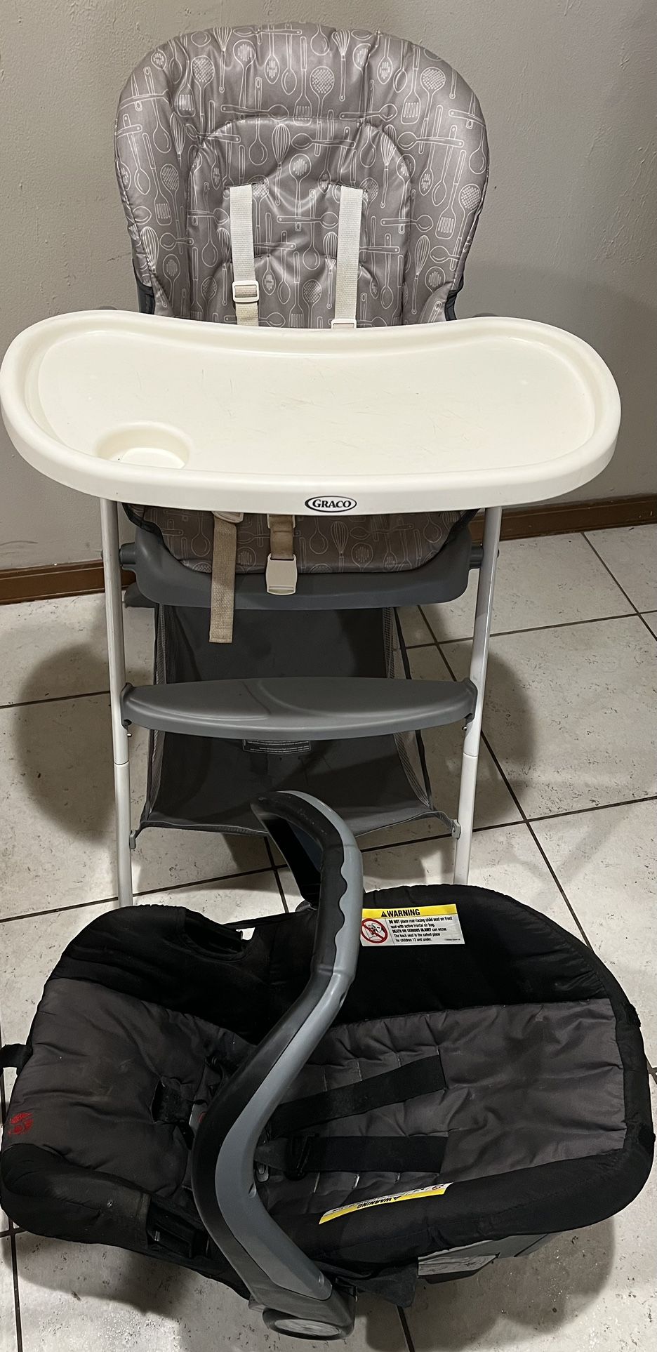 Graco High Chair & Car seat  Carrier Combo 