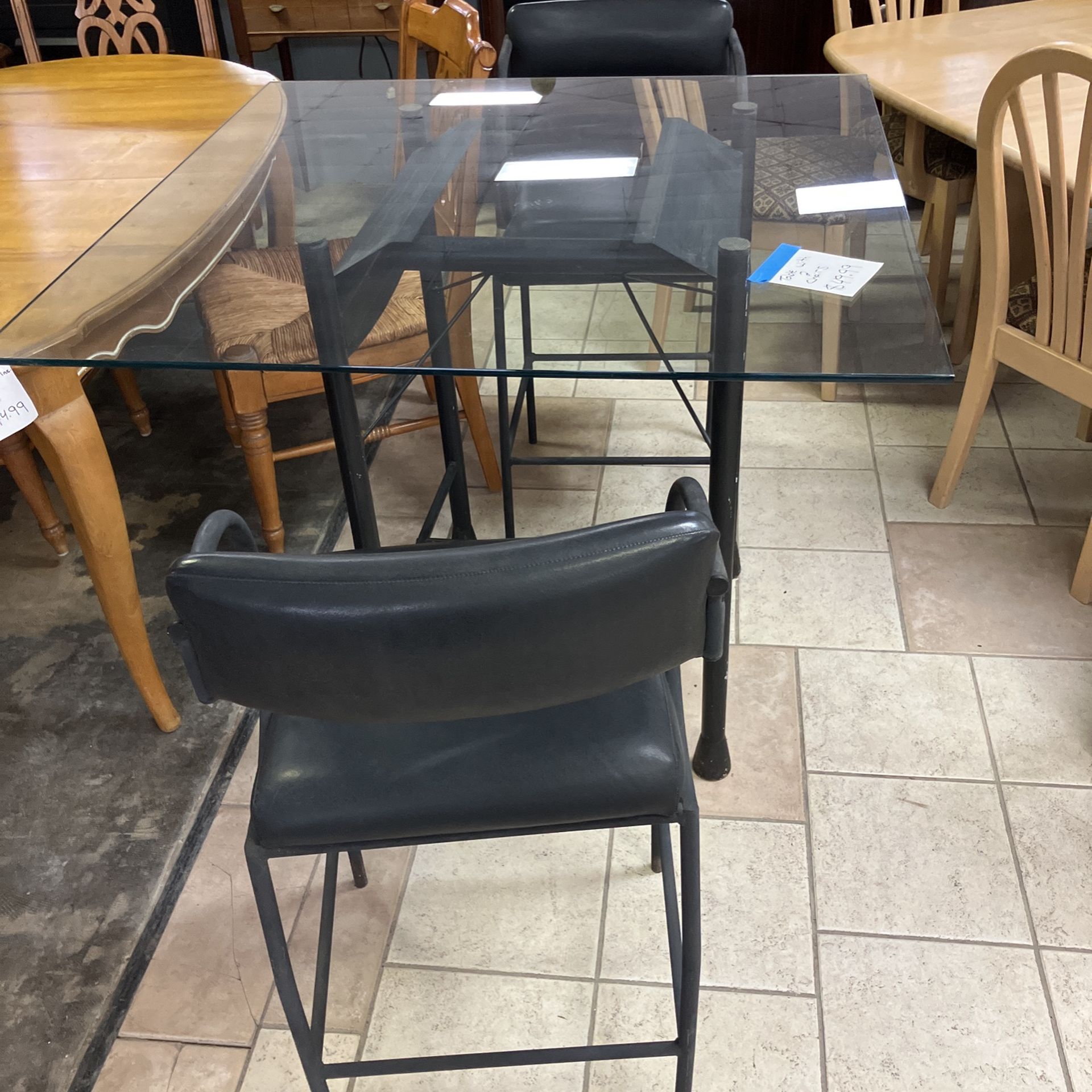 Glass Table With 2 Chairs 
