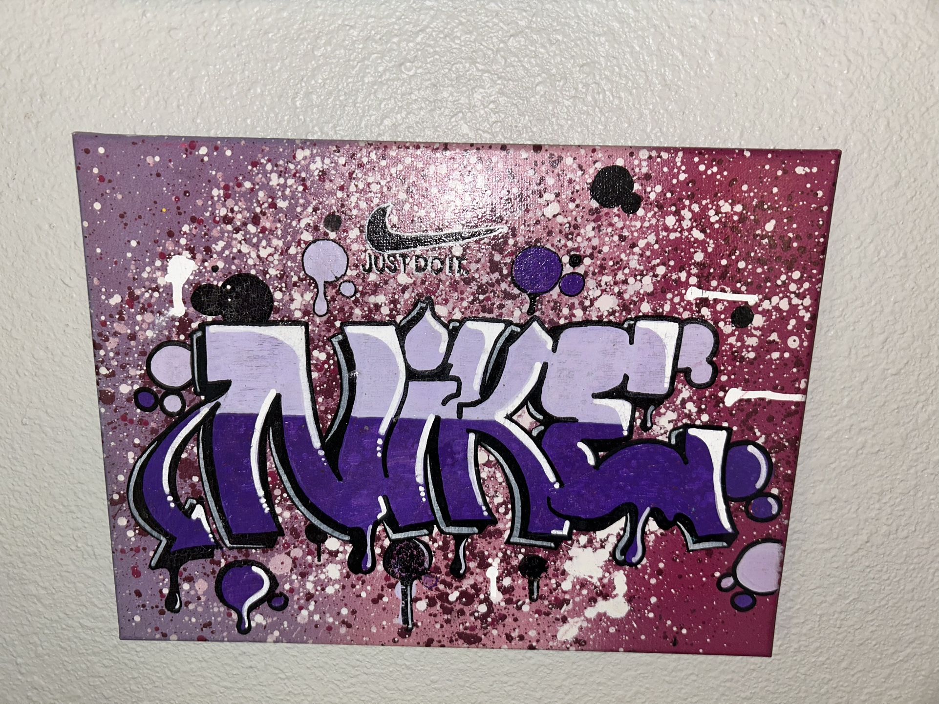 Nike Graffiti style Hand painted Canvas - 12 x 16 in
