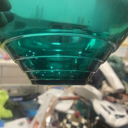 Vintage Rare Green Glass Bowls And Saucers Antique 