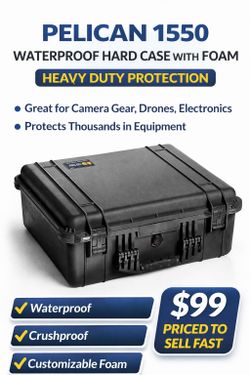 Pelican 1550 Waterproof Hard Case with Foam Insert – Heavy Duty Gear Protection