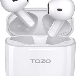TOZO A3 2023 Upgraded Wireless Earbuds Bluetooth 5.3 Half in-Ear Lightweight Headsets with Digital Call Noise Reduction, Reset Button Hall Detection,P