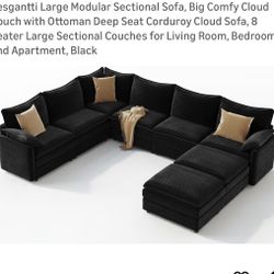 New Black Corduroy Modular Cloud Sectional Sofa – BIG DISCOUNT
