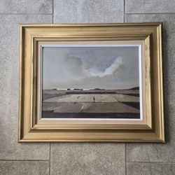 Thomas Graae Signed Landscape Original Oil Painting Framed 18x22" Danish MCM